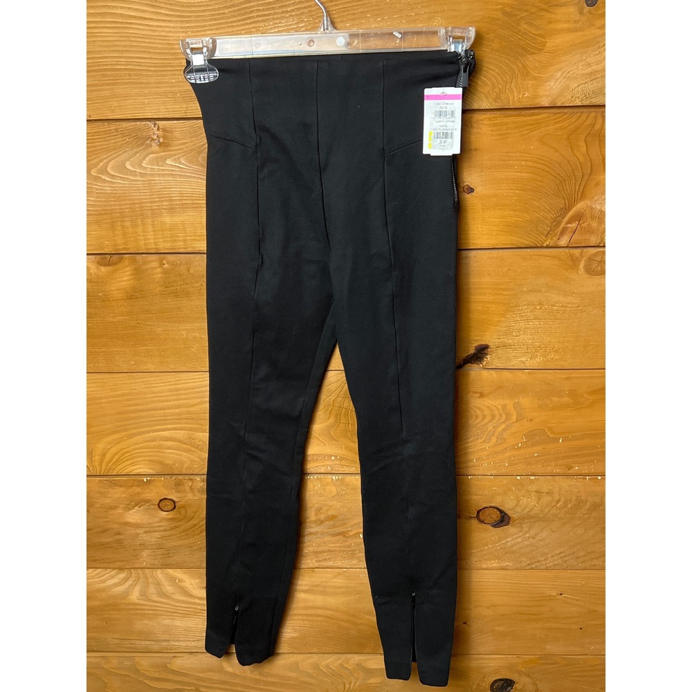 GOOD AMERICAN Black‎ High Waisted Zip Hem Pants Women's Size 1 Flattering NEW